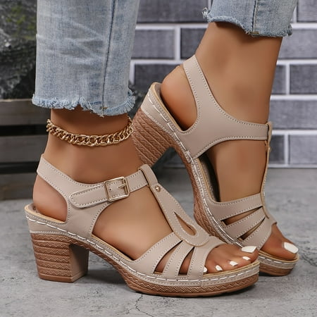 Fashionable Solid Color Ankle Buckle Sandals - Ultra-Comfortable Soft Sole with Stylish Chunky Heels - Adjustable Straps & Chic Hollow Out Design for Casual Wear
Fashionable Solid Color Ankle Buckle Sandals - Ultra-Comfortable Soft Sole with Stylish Chunky Heels - Adjustable Straps & Chic Hollow Out Design for Casual Wear