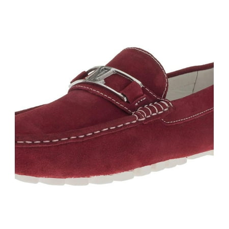 Mens Penny Red Leather Comfort Driving Shoes Luciano