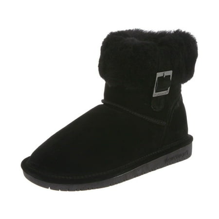 Bearpaw Abby Suede Ankle Bootie with Sheepskin Collar (Women s)