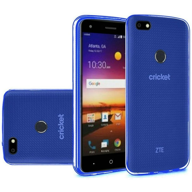 HR Wireless Rubber TPU Transparent Case Cover For ZTE Blade X, Dark Blue