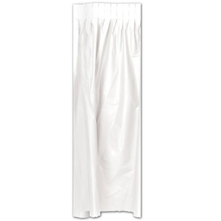 Pack of 6 White Pleated Disposable Plastic Picnic Party Table Skirts 14'