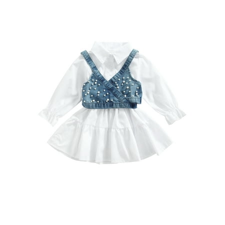 IZhansean Toddler Baby Girls 2Pcs Dress Outfits Ruffle Long Sleeve A-Line Shirts Dress+Denim Strap Camisole Set White 2-3 Years
IZhansean Toddler Baby Girls 2Pcs Dress Outfits Ruffle Long Sleeve A-Line Shirts Dress+Denim Strap Camisole Set White 2-3 Years