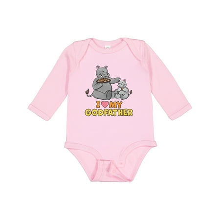Inktastic I Love My Godfather Hippos Gift Baby Boy or Baby Girl Long Sleeve Bodysuit