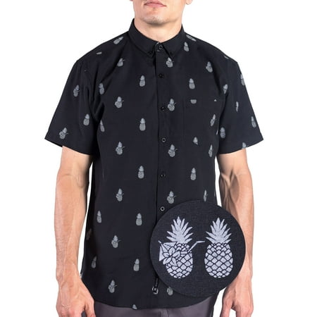 Visive Mens and Big Mens Pineapple Printed Short Sleeve Casaul Button Shirt, up to size 4XL