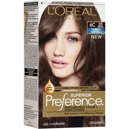 L'Oreal Paris Superior Preference Cools Anti-Brass Hair Color Kit, 6C