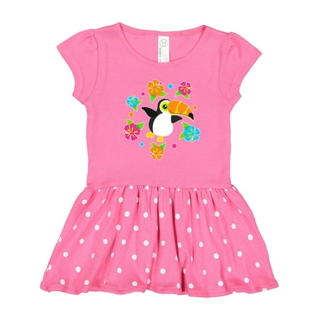 Inktastic Happy Toucan with Hisbiscus Flowers Gift Toddler Girl Dress