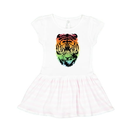 Inktastic Tiger with Gradient Sunset with Palm Trees Gift Toddler Girl Dress