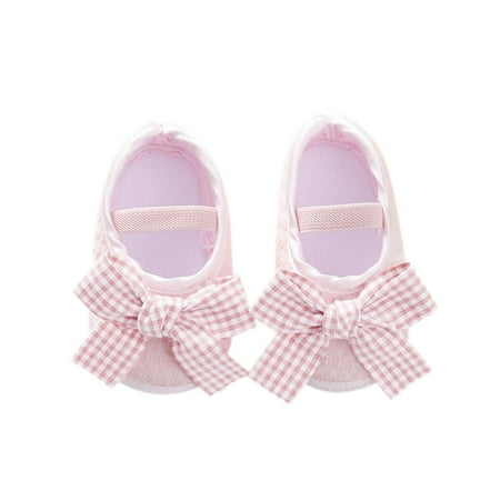 Luckinbaby Baby Girls Flat Shoes Soft Sole Bowknot Non-slip Toddler Shoes