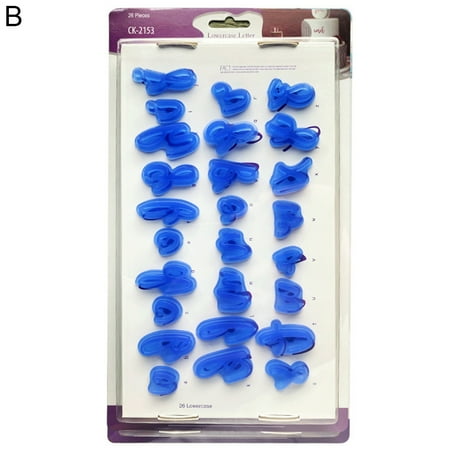 Hloma 1 Set Letter Fondant Mould Alphabet Reusable Plastic Celebration Birthday Fondant Mould for Party