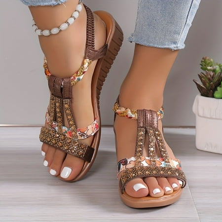 TUOBKE Rhinestone Sandals - Comfy Soft Sole Platform - Slip-On Style - Beach & Vacation Wear
TUOBKE Rhinestone Sandals - Comfy Soft Sole Platform - Slip-On Style - Beach & Vacation Wear