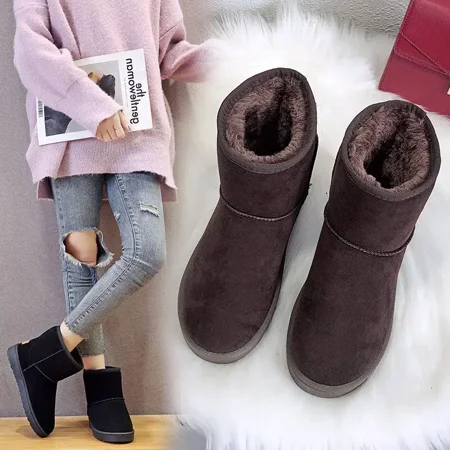 Women‘s Slip On Snow Boots Solid Color Thermal Suede Ankle Booties Women‘s Footwear 
Women‘s Slip On Snow Boots Solid Color Thermal Suede Ankle Booties Women‘s Footwear