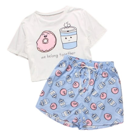 SHerrylily Women s Coffee Donut Print Short Sleeve T-shirts And Shorts Pajamas
SHerrylily Women s Coffee Donut Print Short Sleeve T-shirts And Shorts Pajamas