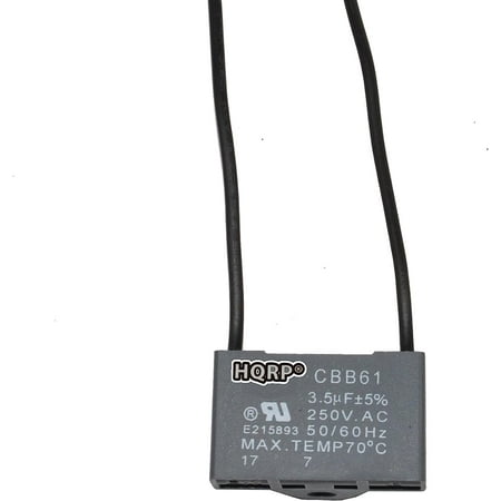 HQRP Ceiling Fan Capacitor CBB61 3.5uf 2-Wire + HQRP Coaster