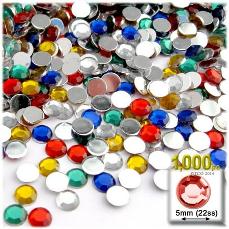 1000pc Rhinestones Round 5mm - 21ss Multi Assortment