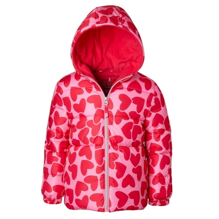 Pink Platinum Baby and Toddler Bold Heart Print Puffer Sizes 12M-4T