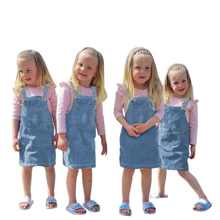 Toddler Girls Dresses Toddler Kids Baby Girls Solid Denim Skirt Suspender Skirts Overalls Clothes