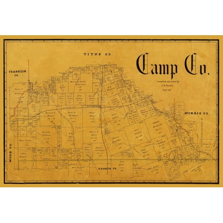 Camp County Texas - Pressler 1897 - 33.62 x 23