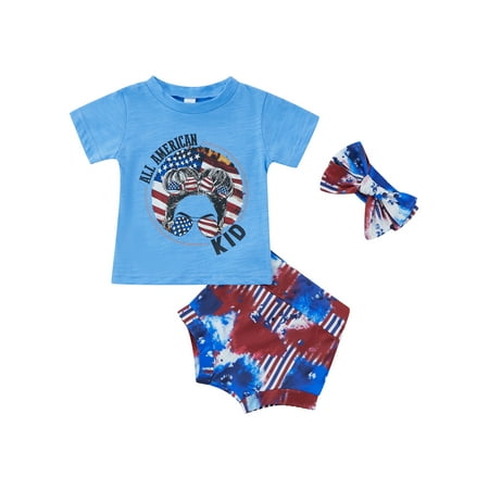 Sunisery 3Pcs Infant Baby Girls Independent Day Outfits Stars Stripe Print T-shirt + Tie Dye Print Shorts + Headband Light Blue 6-12 Months
Sunisery 3Pcs Infant Baby Girls Independent Day Outfits Stars Stripe Print T-shirt + Tie Dye Print Shorts + Headband Light Blue 6-12 Months