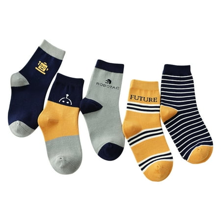 

YWDJ Ankle Socks 5Pairs Kids Socks Cute Print Children Middle Tube Socks Breathability Warm Socks Yellow L(9-12岁)