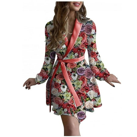 Women Casual Turn-Down Collor Print Long Sleeve Dress Cardigan Pajamas Loose Dress Lightweight Cardigan Sweaters for Women
Women Casual Turn-Down Collor Print Long Sleeve Dress Cardigan Pajamas Loose Dress Lightweight Cardigan Sweaters for Women