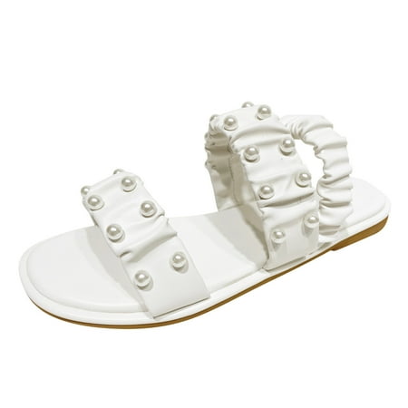 A0624 Sehao Women Shoes Flat Pearl Slippers Summer Pearl Comfortable Open Toe One Foot Fashion Beach Roman Sandals PU White
A0624 Sehao Women Shoes Flat Pearl Slippers Summer Pearl Comfortable Open Toe One Foot Fashion Beach Roman Sandals PU White