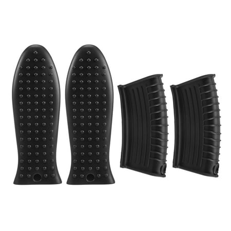 Chamat Cast Iron Skillet Handle Covers Set Non- Silicone Pot Holder Resistant for Kitchen for Pans Griddles Black