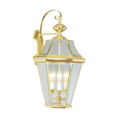 

Wall Sconces 3 Light With Clear Beveled Glass Polished Brass Finish size 24 in 180 Watts - World of Crystal