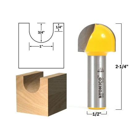 Yonico 1 Diameter Core Box Router Bit - 1/2 Shank - 19105