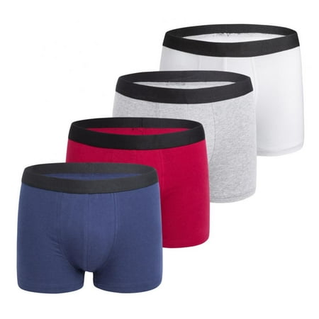 

Men s Cotton Panties Plus-size Boxer Briefs Sweat-absorbing Breathable Mid-rise U-convex Boxer Briefs XS-2XL 4-Pack