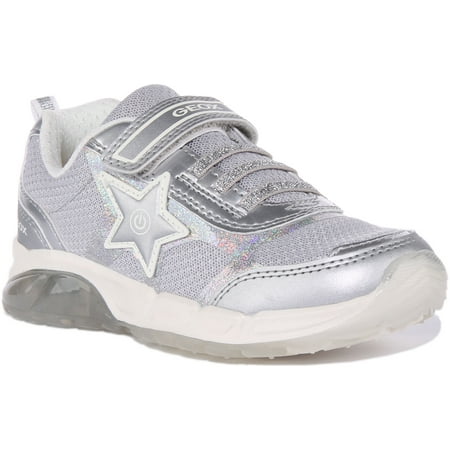 Geox J Spaziale Kid s Mesh Slip On Light Up Trainers In Silver Size 13