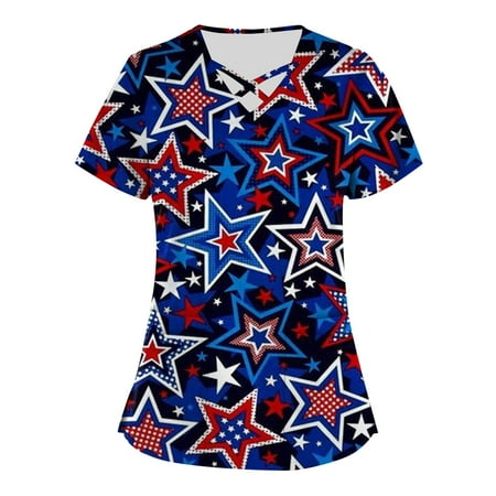 American Flag Print Shirts Plus Size Independence Day Printed Scrub Working Uniform Tops For Women Cross V-Neck Short Sleeve Fun T-Shirts Workwear Tee With Pockets Dark Blue X-Large
American Flag Print Shirts Plus Size Independence Day Printed Scrub Working Uniform Tops For Women Cross V-Neck Short Sleeve Fun T-Shirts Workwear Tee With Pockets Dark Blue X-Large