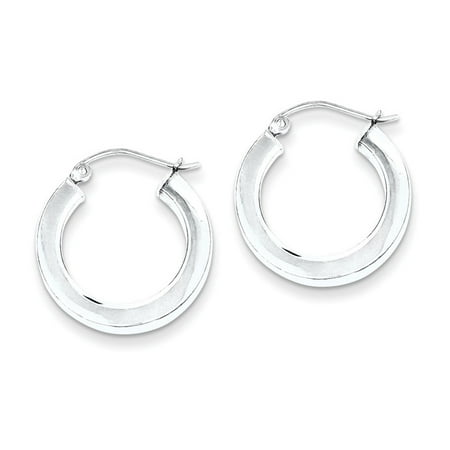 Sterling Silver 3.00mm Rhodium-Plated Square Hoop Earrings