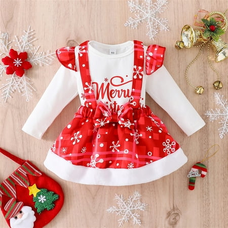 Christmas Newborn Infant Baby Girls Christmas Long Sleeve Letter Romper Tops Dress Plaid Printed Princess Suspender Skirts Xmas Outfits Clothes Set
Christmas Newborn Infant Baby Girls Christmas Long Sleeve Letter Romper Tops Dress Plaid Printed Princess Suspender Skirts Xmas Outfits Clothes Set