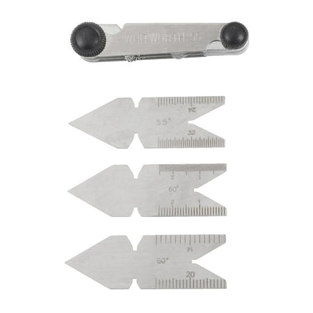 4pcs Screw Thread Pitch Cutting Gauge and Centre Gauge Set Measuring Tool