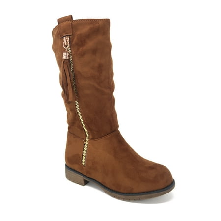 Little Girl s Zip up Riding Boots Fringe Accent Chestnut 11 Little Kids