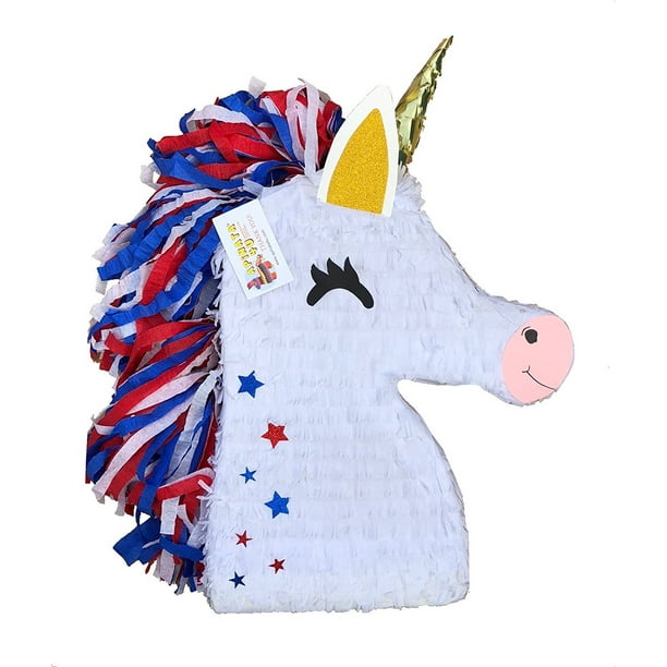 Unicorn Emoticon Pinata Patriotic Colors Fourth of July Pinata Memorial Day