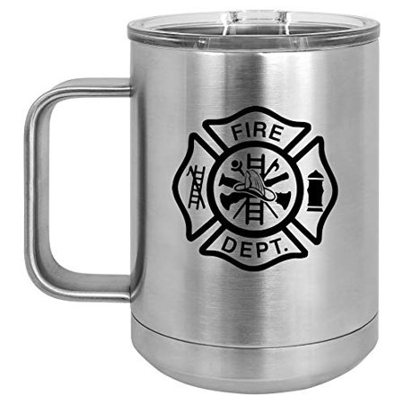 15 oz Tumbler Coffee Mug Travel Cup With Handle & Lid Vacuum Insulated Stainless Steel Firefighter Maltese Cross (Silver)
15 oz Tumbler Coffee Mug Travel Cup With Handle & Lid Vacuum Insulated Stainless Steel Firefighter Maltese Cross (Silver)