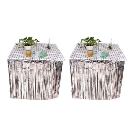 Set of 2 Metallic Foil Fringe Table Skirt Tinsel Disposable Skirting for Parade Party Birthday
Set of 2 Metallic Foil Fringe Table Skirt Tinsel Disposable Skirting for Parade Party Birthday