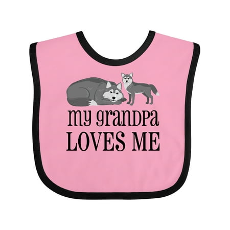 Inktastic Wolves My Grandpa Loves Me Gift Baby Boy or Baby Girl Bib