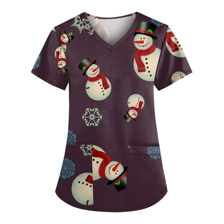 PEONAVET Merry Christmas Womens Nursing Scrub Tops Working Uniform Short Sleeve V-Neck Workwear Blouse T-shirt with Pockets Gifts for Women
PEONAVET Merry Christmas Womens Nursing Scrub Tops Working Uniform Short Sleeve V-Neck Workwear Blouse T-shirt with Pockets Gifts for Women