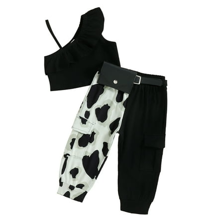 Suanret Toddler Baby Girl Summer Streetwear Set Sleeveless Suspender Ruffled Vest Cow Printed Patchwork Pants Waist Bag Black 1-2 Years
Suanret Toddler Baby Girl Summer Streetwear Set Sleeveless Suspender Ruffled Vest Cow Printed Patchwork Pants Waist Bag Black 1-2 Years