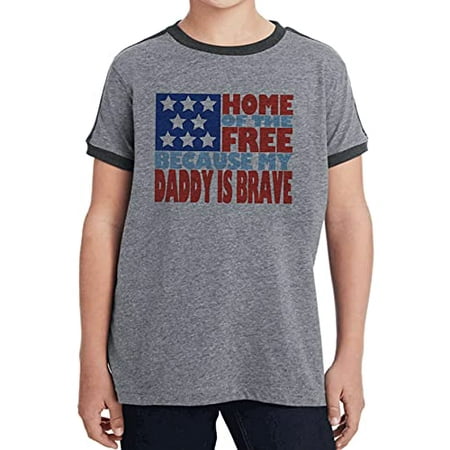 7 ate 9 Apparel Kids 4th of July Daddy is Brave Grey Ringer Tee