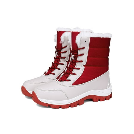 Daeful Womens Snow Boots Mid-Calf Warm Shoes Plush Lined Winter Boot Outdoor Fashion Waterproof Lace Up Red 5
Daeful Womens Snow Boots Mid-Calf Warm Shoes Plush Lined Winter Boot Outdoor Fashion Waterproof Lace Up Red 5