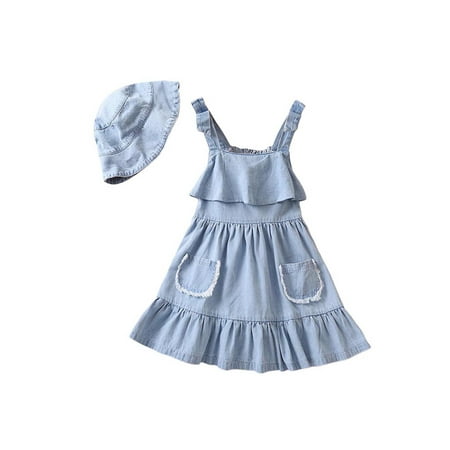 Arvbitana Toddler Girl Sleeveless Casual Dresses + Hat Littel Girl Summer Beach Pleated Ruffle A-line Denim Long Dress 3T-8T
Arvbitana Toddler Girl Sleeveless Casual Dresses + Hat Littel Girl Summer Beach Pleated Ruffle A-line Denim Long Dress 3T-8T