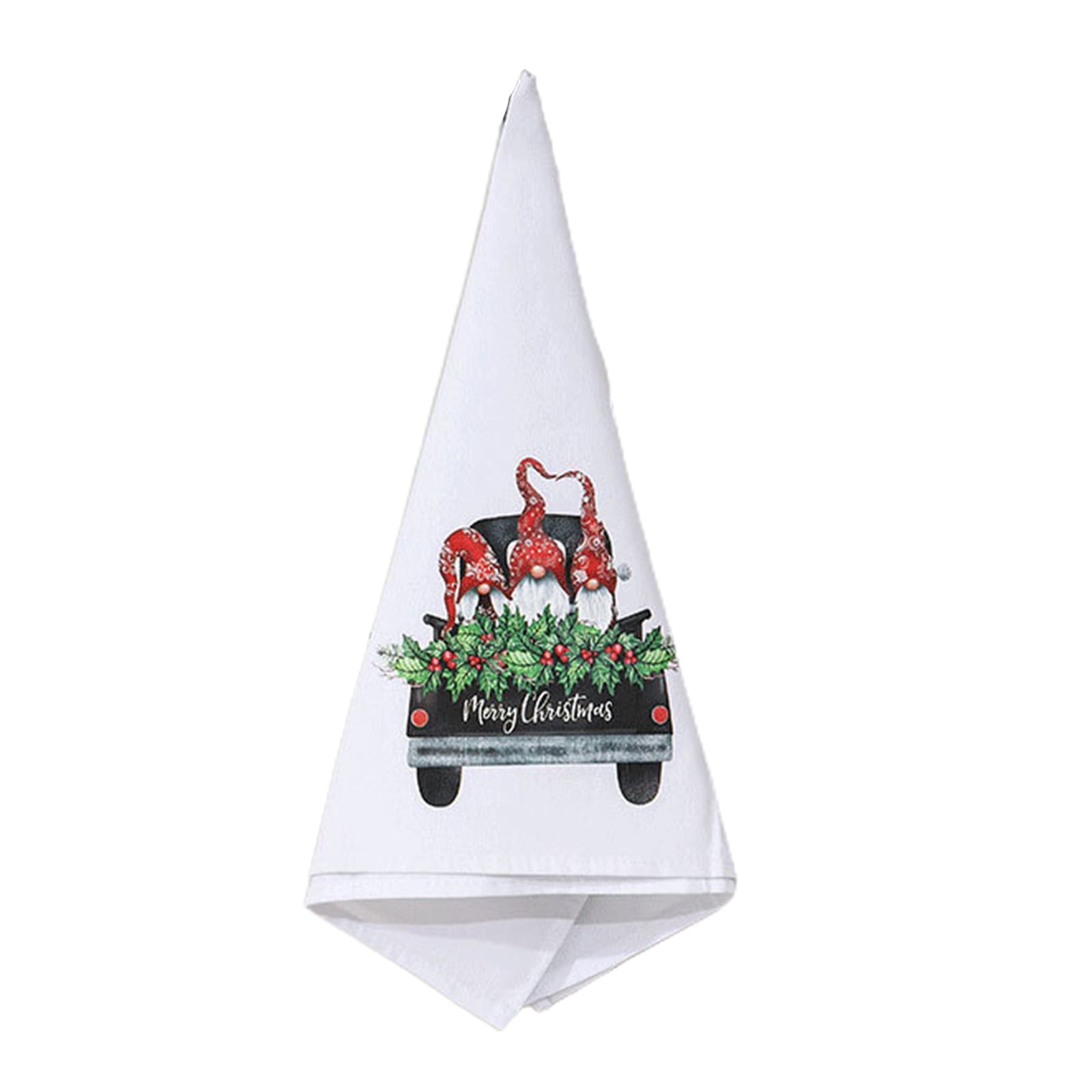 Christmas Hand Towel Gnome Car Wreath Dish Towels Dishwashing Cloth