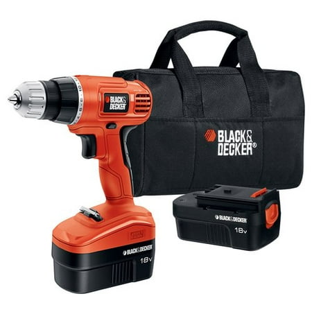 Black & Decker 18-Volt Ni-Cad Cordless Drill with 2 Batteries and Carrying Case