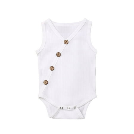 SXVZBH Baby Summer Romper Solid Color Ribbed Sleeveless V-Neck Decor Buttons Jumpsuit
SXVZBH Baby Summer Romper Solid Color Ribbed Sleeveless V-Neck Decor Buttons Jumpsuit