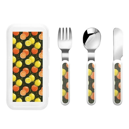 Gaeub Orange Lemon Print 3-Piece Children Knife Spoon Fork Set Stainless Steel Child Flatware Set Kids Utensils Set with Case for Lunch Box (Fork Spoon Knife Combo)
Gaeub Orange Lemon Print 3-Piece Children Knife Spoon Fork Set Stainless Steel Child Flatware Set Kids Utensils Set with Case for Lunch Box (Fork Spoon Knife Combo)