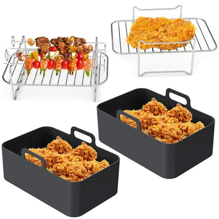 8Pcs Air Fryer Accessories Set with 2 Air Fryer Silicone Pot 4 Skewer 1 Steamed Rack 1 Double Layer Rack
8Pcs Air Fryer Accessories Set with 2 Air Fryer Silicone Pot 4 Skewer 1 Steamed Rack 1 Double Layer Rack