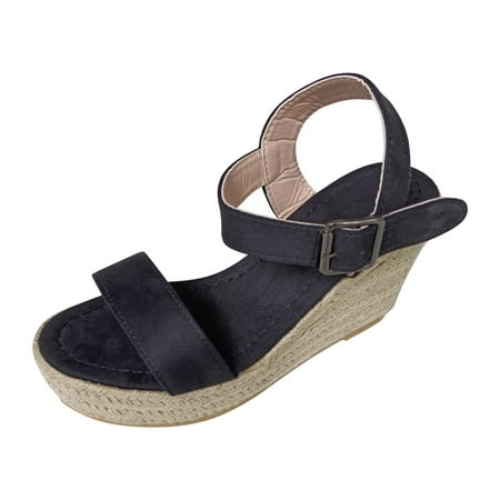 HGWXX7 Women Summer Large Size Wedge Buckle Belt Open Toe Slope Heel Weaving Sandals Shoes For Women Black 37
HGWXX7 Women Summer Large Size Wedge Buckle Belt Open Toe Slope Heel Weaving Sandals Shoes For Women Black 37